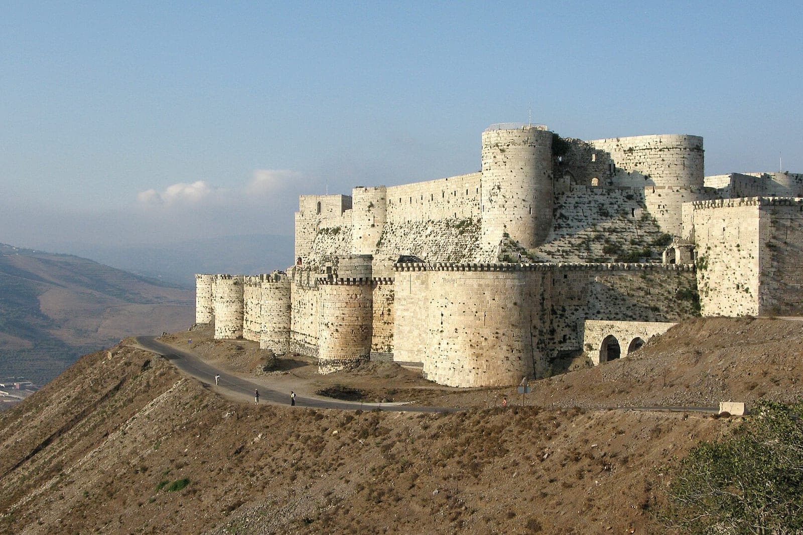 The concentric crusader castle of Krak des Chevaliers on its ridge